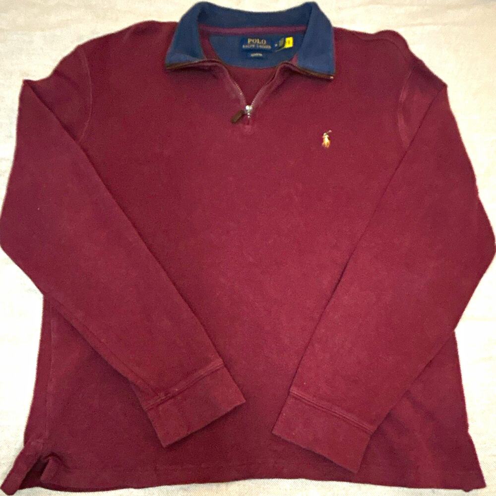 Polo Ralph Lauren Estate Rib 1/4 Zip Collared Logo Sweatshirt Men's M